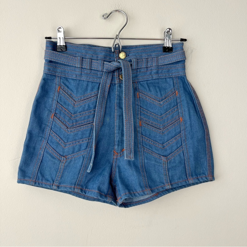 Vintage 70’s Nest-Ce Pas High Rise Belted Denim Shorts Rare